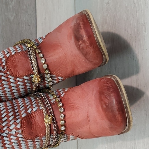 Vintage Y2K Womens Barbie Western Boho Gypsy custom Boots Leather sz38/7 - Picture 5 of 16